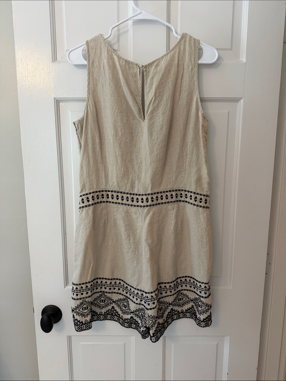 LOFT Beige Romper with Black Embroidery - Picture 2 of 6